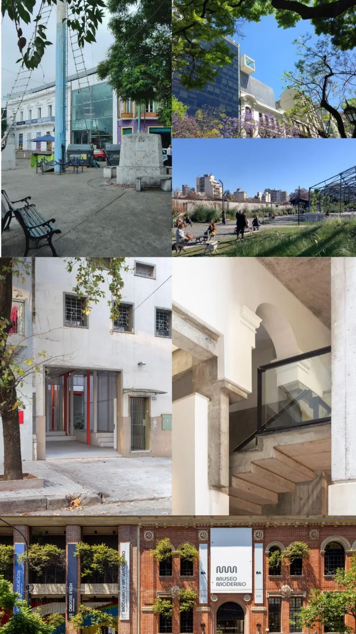 Collage de los espacios del recorrido Buenos Aires Reciclada