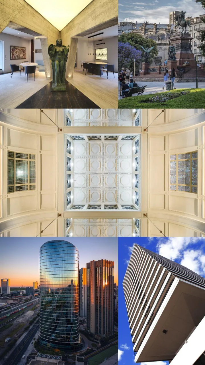 Collage de los espacios del recorrido Ciudad icónica en Retiro